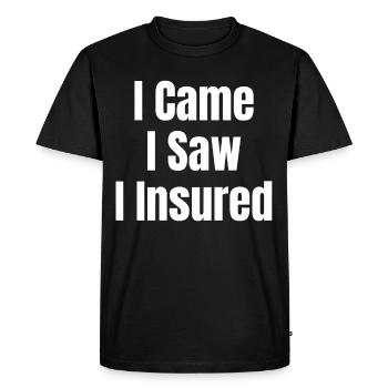 "Je suis venu, j’ai vu que j’ai assuré des agents d’assurance-vie - T-shirt Premium bio Homme - noir - Devant - Nico (187cm)