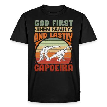 God first then family and lastly Capoeira - Men's Premium Organic T-Shirt - black - Front - Nico (187cm)