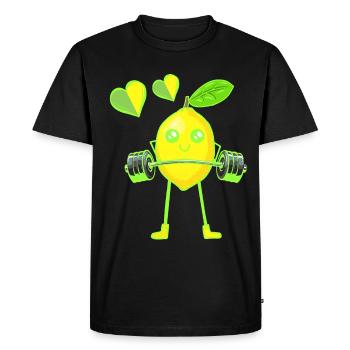 Lemon Weight Exercise Weight GYM Exercise Muscles - Men's Premium Organic T-Shirt - black - Front - Nico (187cm)