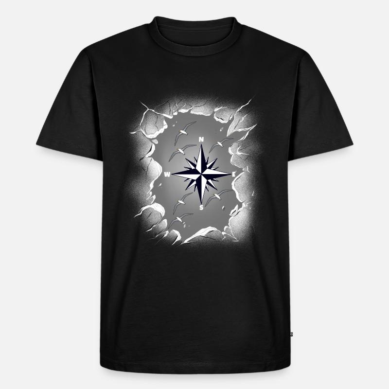 Möwen Möwe Kompass maritim - Männer Premium Bio T-Shirt - Schwarz