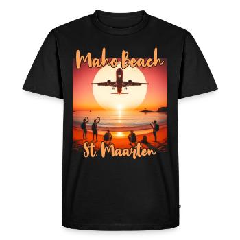 Maho Beach Airplane - Men's Premium Organic T-Shirt - black - Front - Nico (187cm)