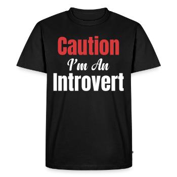 Attention, je suis introverti, - T-shirt Premium bio Homme - noir - Devant - Nico (187cm)