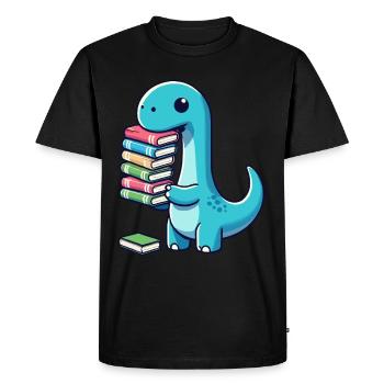 Livres de lecture Dinosaure Livre Amateur de livres - T-shirt Premium bio Homme - noir - Devant - Nico (187cm)