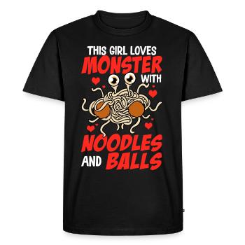 The Flying Spaghetti Monster - Men's Premium Organic T-Shirt - black - Front - Nico (187cm)