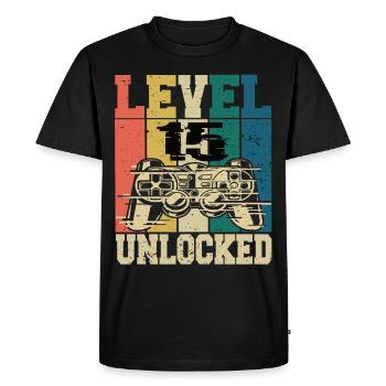 Niveau 18 débloqué - T-shirt Premium bio Homme - noir - Devant - Nico (187cm)