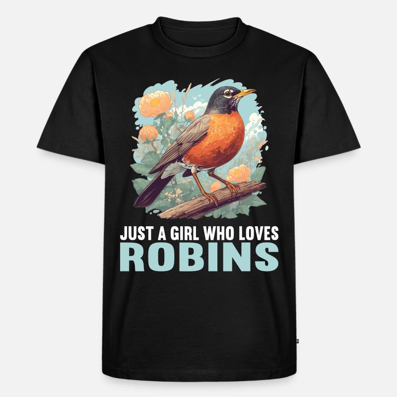 Robin Rotkehlchen - Männer Premium Bio T-Shirt - Schwarz