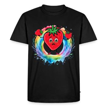 Fraises arc-en-ciel Fraise Fruits Fruits - T-shirt Premium bio Homme - noir - Devant - Nico (187cm)