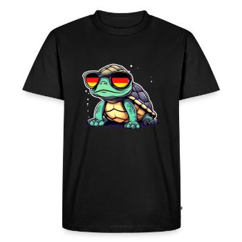 Turtle with sunglasses Germany Football - Men's Premium Organic T-Shirt - black - Front - Nico (187cm)