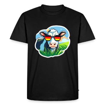 Vache avec des lunettes de soleil Allemagne fan de football - T-shirt Premium bio Homme - noir - Devant - Nico (187cm)