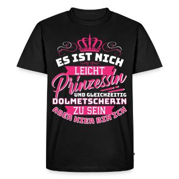 Princesse et interprète - Drôle - T-shirt Premium bio Homme - noir - Devant - Nico (187cm)