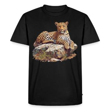 Léopard léopard - T-shirt Premium bio Homme - noir - Devant - Nico (187cm)