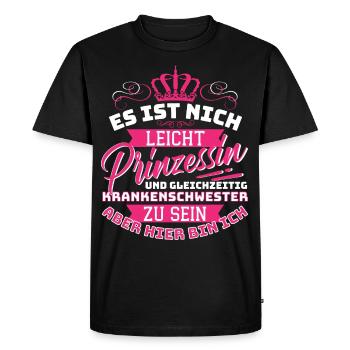 Princesse et infirmière, pas facile mais - T-shirt Premium bio Homme - noir - Devant - Nico (187cm)