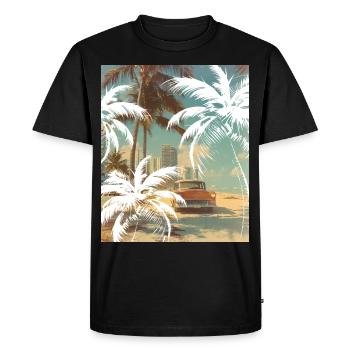 Miami Beach Palms - Men's Premium Organic T-Shirt - black - Front - Nico (187cm)
