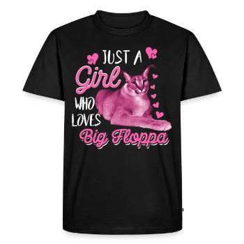 Big Floppa Caracal Cat Meme Girl Who Loves Big Flo - Men's Premium Organic T-Shirt - black - Front - Nico (187cm)