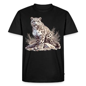 Léopard des neiges Schneeleoparden Schneeleopard - T-shirt Premium bio Homme - noir - Devant - Nico (187cm)