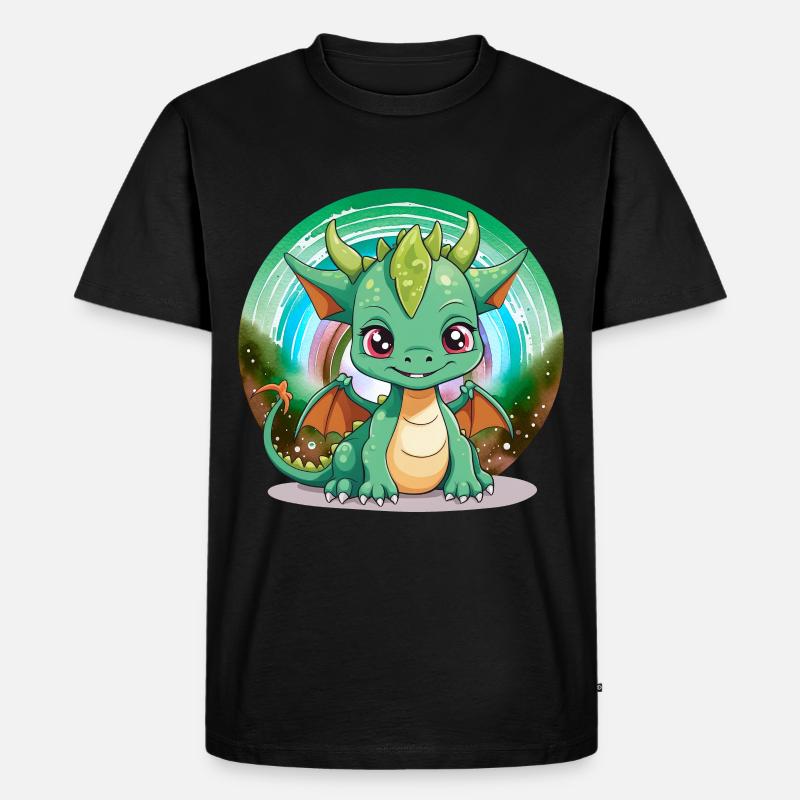 Drache Kinder Drachen Kind - Männer Premium Bio T-Shirt - Schwarz