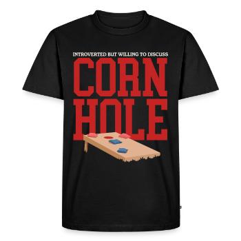 Joueur de cornhole | Cadeau de sac de haricots à trou aveugle - T-shirt Premium bio Homme - noir - Devant - Nico (187cm)