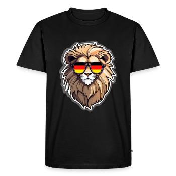 Lion with sunglasses Germany - Men's Premium Organic T-Shirt - black - Front - Nico (187cm)