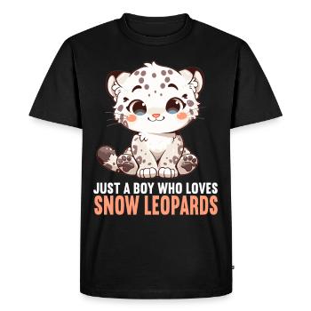 Léopard des neiges Schneeleoparden Schneeleopard - T-shirt Premium bio Homme - noir - Devant - Nico (187cm)