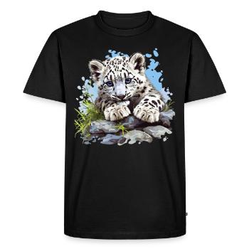 Léopard des neiges Schneeleoparden Schneeleopard - T-shirt Premium bio Homme - noir - Devant - Nico (187cm)