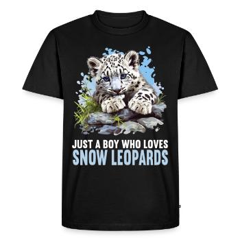 Léopard des neiges Schneeleoparden Schneeleopard - T-shirt Premium bio Homme - noir - Devant - Nico (187cm)