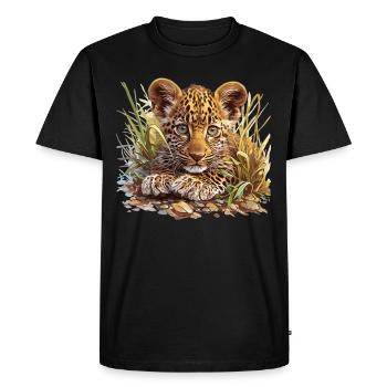 Léopard léopard - T-shirt Premium bio Homme - noir - Devant - Nico (187cm)