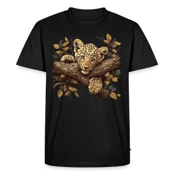 Léopard léopard - T-shirt Premium bio Homme - noir - Devant - Nico (187cm)