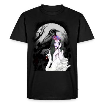 mystical swan fairy tale fairy tale character raven - Men's Premium Organic T-Shirt - black - Front - Nico (187cm)