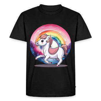 Arc-en-ciel Cheval Chevaux Enfant Enfants Poney - T-shirt Premium bio Homme - noir - Devant - Nico (187cm)