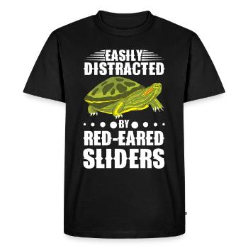 Tortue à oreilles rouges Tortue - T-shirt Premium bio Homme - noir - Devant - Nico (187cm)