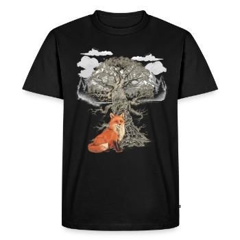 Fox, Foxes, Forest Animals, Mountains, Nature, Wildlife - Men's Premium Organic T-Shirt - black - Front - Nico (187cm)