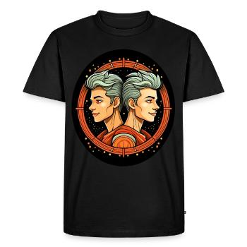 Signe du zodiaque Gémeaux - T-shirt Premium bio Homme - noir - Devant - Nico (187cm)