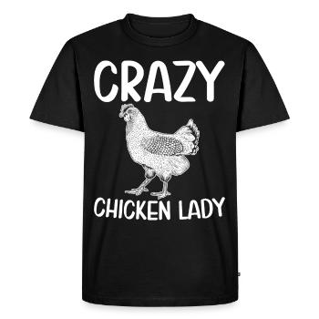 Crazy Chicken Lady Funny Chicken Girl Farmer B - Men's Premium Organic T-Shirt - black - Front - Nico (187cm)