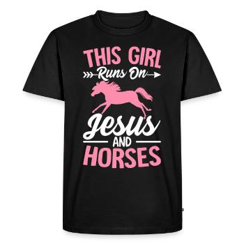 Cette fille marche sur Jésus Cavalier Cavalier - T-shirt Premium bio Homme - noir - Devant - Nico (187cm)