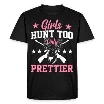Deer Hunt Hunter Girl Hunt Girl Hunt Just Stroke - Men's Premium Organic T-Shirt - black - Front - Nico (187cm)