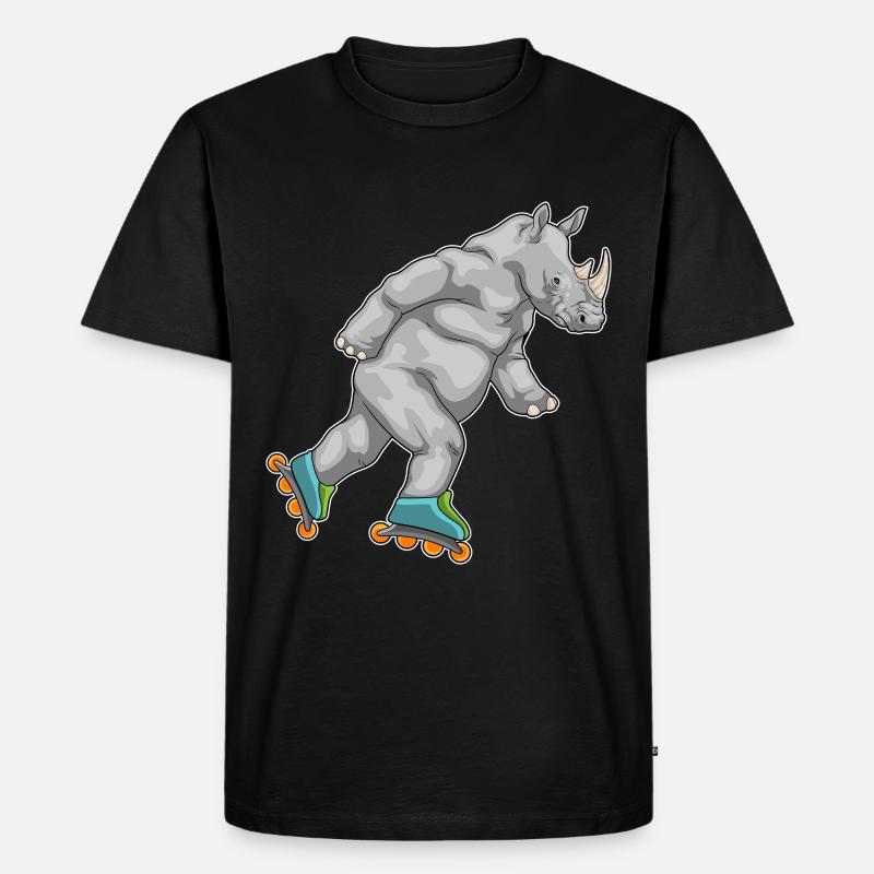 Nashorn Inline skating Rollschuhe - Männer Premium Bio T-Shirt - Schwarz
