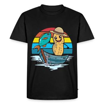 Cacahuète Arc-en-ciel Bateau Poisson Poisson Pêcheur Noix - T-shirt Premium bio Homme - noir - Devant - Nico (187cm)