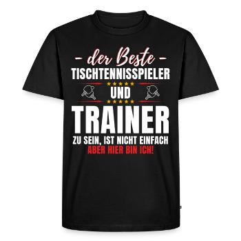 TABLE TENNIS PLAYER AND COACH - HERE I AM! - Men's Premium Organic T-Shirt - black - Front - Nico (187cm)