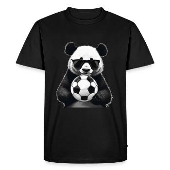 Fan de football Panda avec lunettes de soleil Fan de football - T-shirt Premium bio Homme - noir - Devant - Nico (187cm)