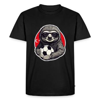 Fußball Fan Faultier mit Sonnenbrille Türkei - Männer Premium Bio T-Shirt - Schwarz - Vorne - Nico (187cm)
