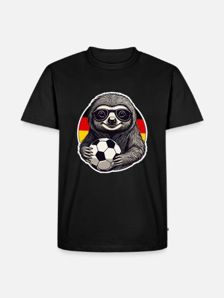 Fußball Faultier Deutschland Fan Trikot Mannschaft - Männer Premium Bio T-Shirt - Schwarz
