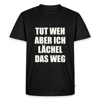 Tut weh aber ich lächel das weg - Männer Premium Bio T-Shirt - Schwarz - Vorne - Nico (187cm)