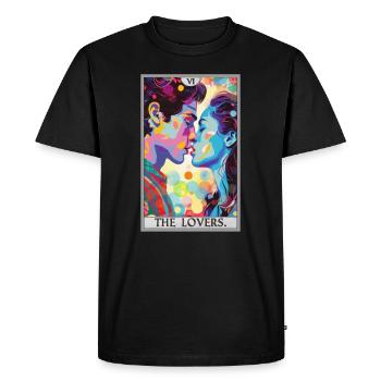 Cartes de tarot Carte de tarot Les amoureux Les amoureux - T-shirt Premium bio Homme - noir - Devant - Nico (187cm)