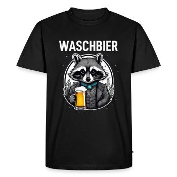 Raccoon Wash Beer - Men's Premium Organic T-Shirt - black - Front - Nico (187cm)