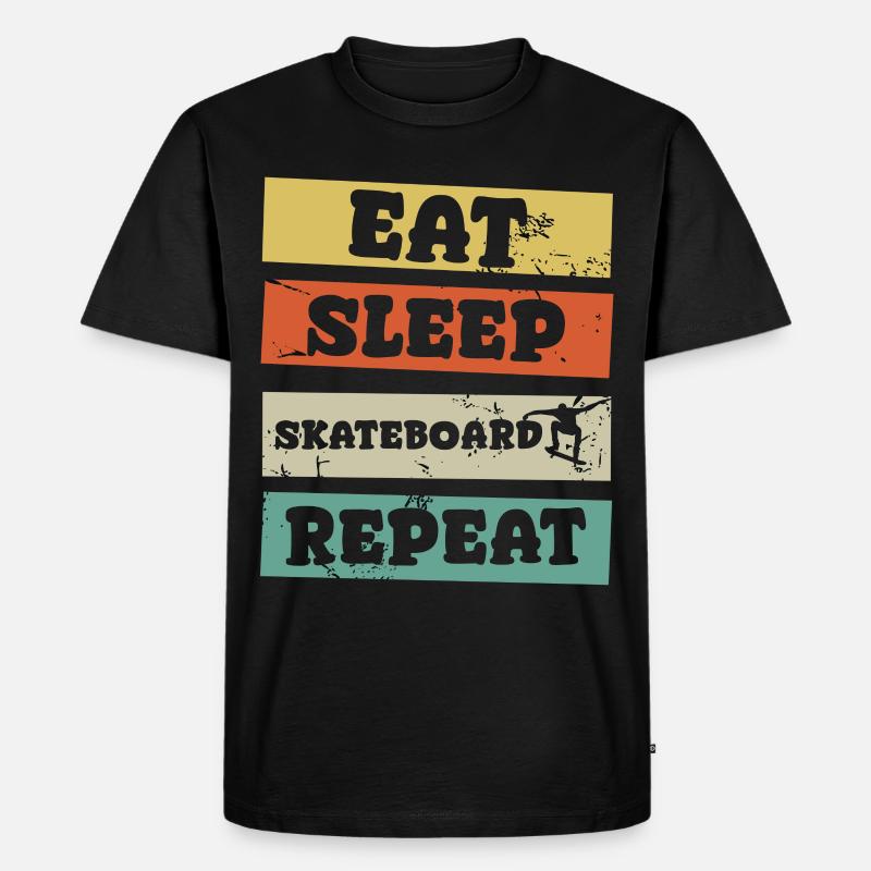 eat sleep skateboard repeat - Männer Premium Bio T-Shirt - Schwarz