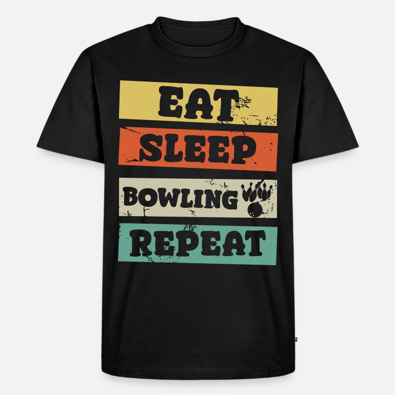 eat sleep bowling repeat - Männer Premium Bio T-Shirt - Schwarz