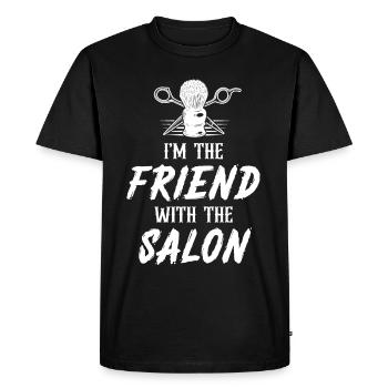 Je suis l’amie de The Salon Funny Barber - T-shirt Premium bio Homme - noir - Devant - Nico (187cm)