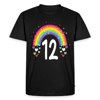 12th Birthday Gift Rainbow Birthday Boy - Men's Premium Organic T-Shirt - black - Front - Nico (187cm)