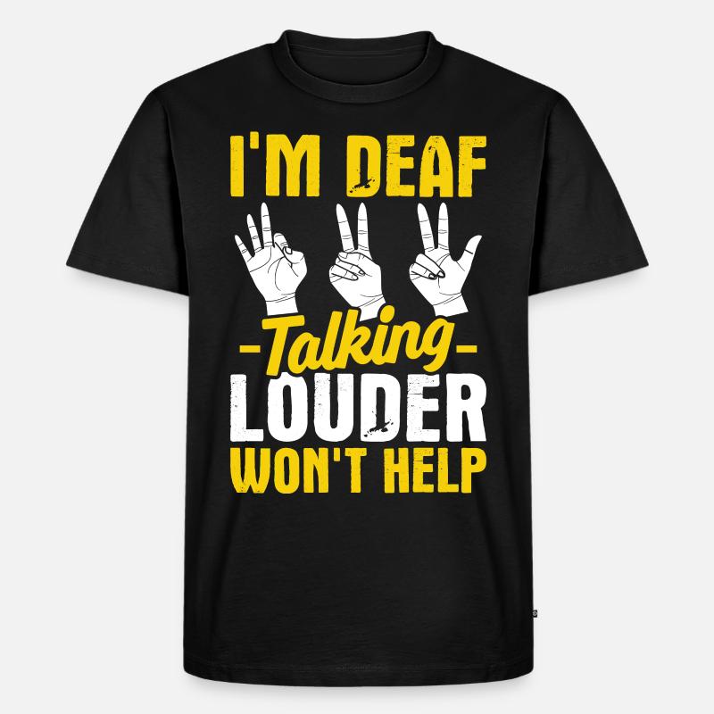 Deaf Pride ASL Gebärdensprache - Männer Premium Bio T-Shirt - Schwarz