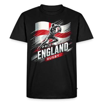 Pride of England Rugby - Men's Premium Organic T-Shirt - black - Front - Nico (187cm)